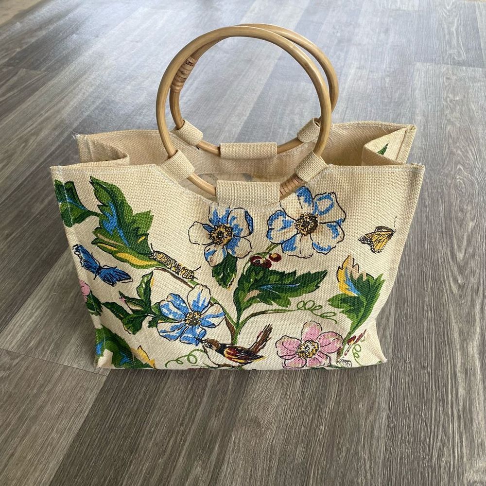 Canvas Wood Handled Tote Bag